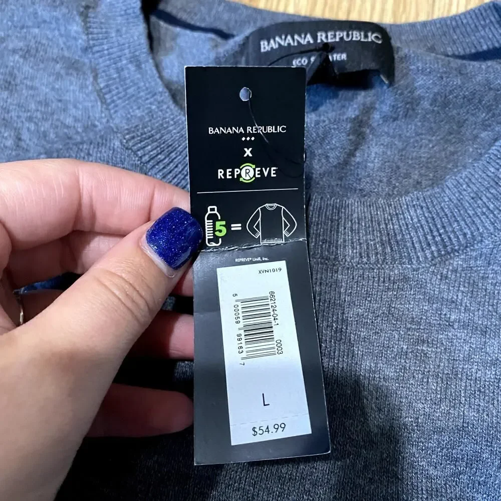 Banana Republic Long Sleeve Eco Sweater Gray Large